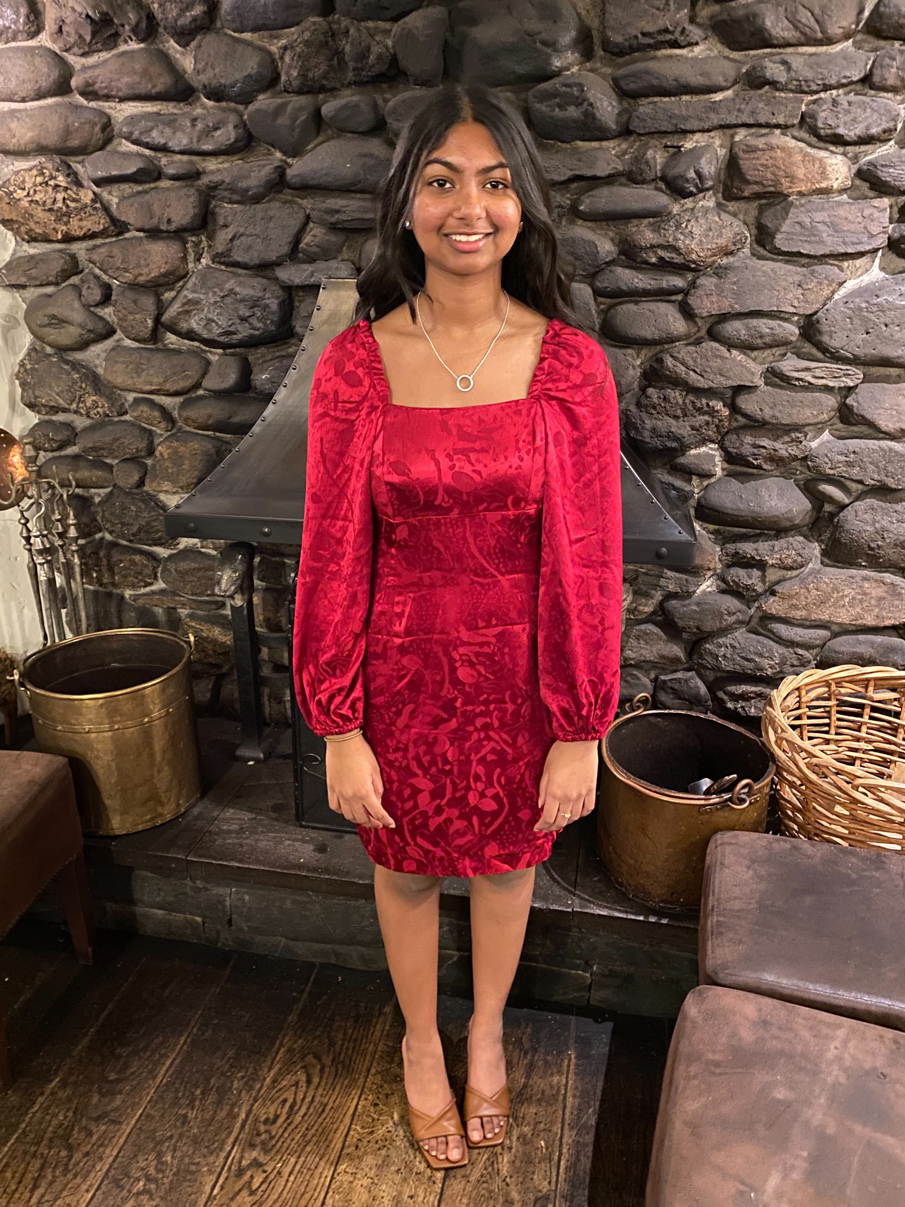 McCalls 8034 #CoraMcCalls: DIY Red Jacquard Square Neck Fitted Dress